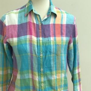 Lauren Plaid Linen Blouse